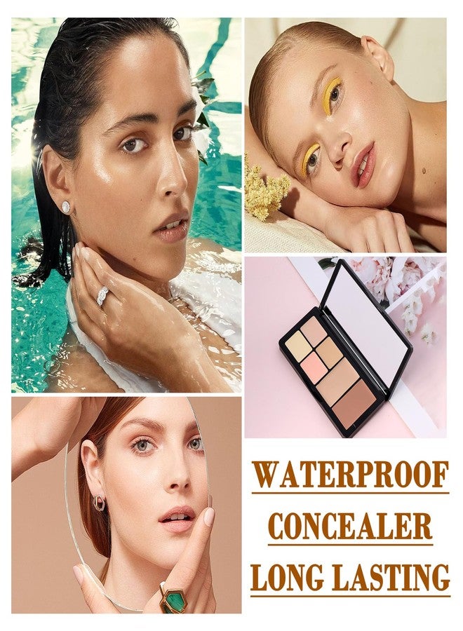 PPPanYiDi 6 Colors Correcting Concealer Palette, Waterproof Long Lasting Full Coverage Contouring Foundation Concealer Palette, Makeup Cream Contour Highlighting Concealer Palette Makeup Kit with Brush（#02） - Image 5
